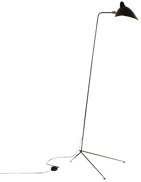 Serge Mouille Lampadaire 1 Droit Lattiavalaisin Musta & Messinki