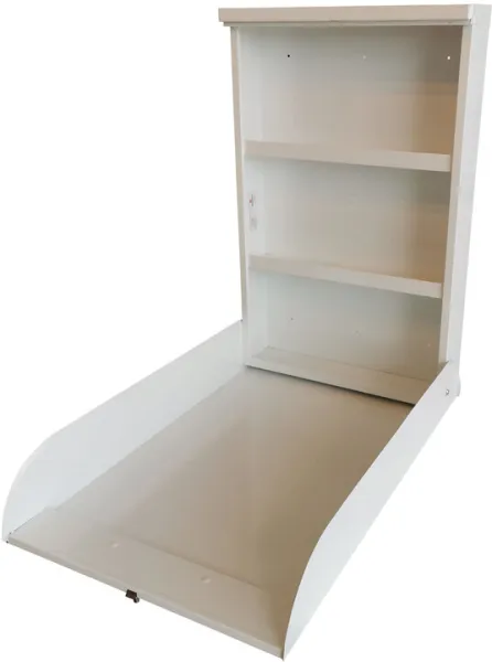 Seinään kiinnitettävä metallinen hoitopöytä Valkoinen