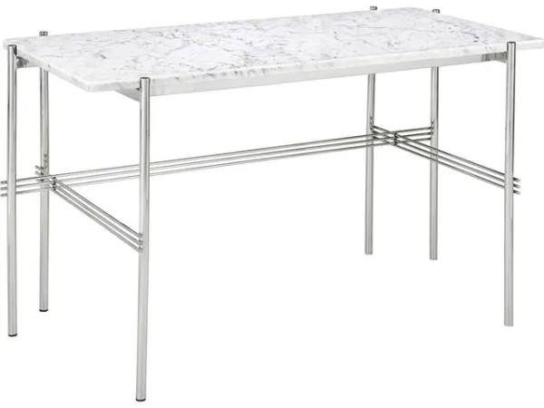 GUBI TS Kirjoituspöytä 120x60 Kiillotettu teräs/White Carrara Marmori