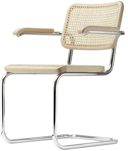 Thonet S 64 V Cantilever Ruokapöydän tuoli käsinojilla Kromi/Pyökki