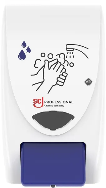 Deb Stoko Cleanse Light -annostelija voidepeseelle, jossa on puhdistava vaikutus, valkoinen muovi, sininen painike, 2 L